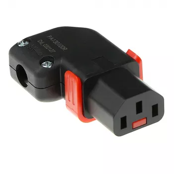 ACT C13 IEC Lock+ wiederanschließbarer linker oder rechter Winkelstecker schwarz, PA130100RBK