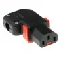 ACT C13 IEC Lock+ wiederanschließbarer linker oder rechter Winkelstecker schwarz, PA130100RBK