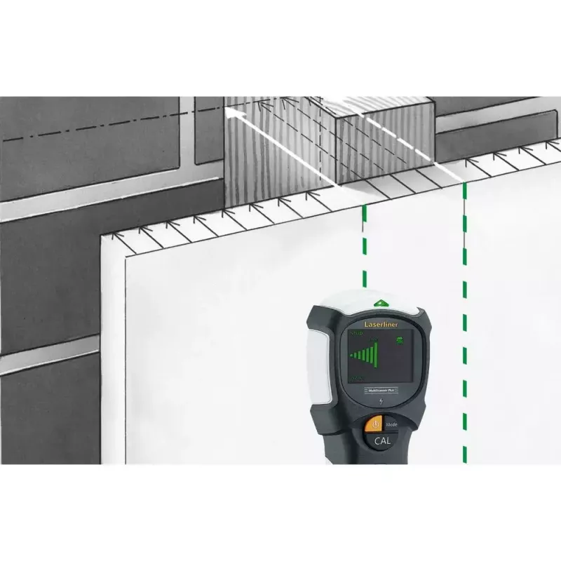 Laserliner MultiScanner Plus digitaler Multidetektor Eisenmetall Stromführendes Kabel Metall Nichteisenmetall Holz