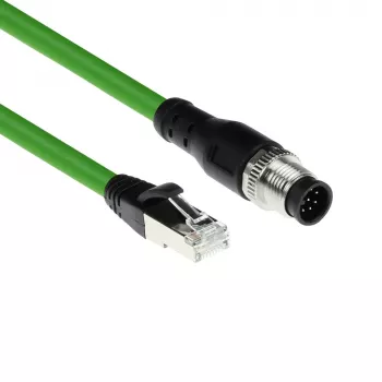 ACT Industrial 1,50 Meter Sensorkabel M12A 8-polig Stecker auf RJ45 Stecker, Ultraflex SF/UTP TPE Kabel, geschirmt