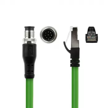 ACT Industrial 5,00 Meter Sensorkabel M12A 8-polig Stecker auf RJ45 Stecker, Ultraflex SF/UTP TPE Kabel, geschirmt