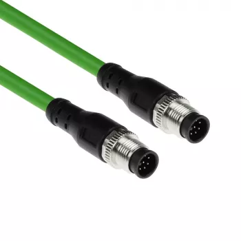 ACT Industrial 5,00 Meter Sensorkabel M12A 8-polig Stecker auf M12A 8-polig Stecker, Ultraflex TPE-Kabel, geschirmt