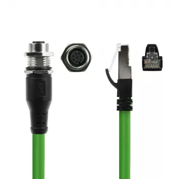 ACT Industrial 1,50 Meter Sensorkabel M12A 8-polig Buchse auf RJ45 Stecker, Ultraflex SF/UTP TPE Kabel, geschirmt