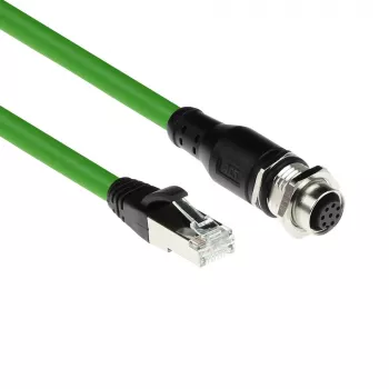 ACT Industrial 3.00 Meter Sensorkabel M12A 8-polig Buchse auf RJ45 Stecker, Ultraflex SF/UTP TPE Kabel, geschirmt
