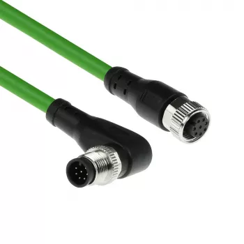 ACT Industrial 3,00 Meter Sensorkabel M12A 8-polig Stecker rechtwinklig auf M12A Buchse, Ultraflex TPE-Kabel, geschirmt