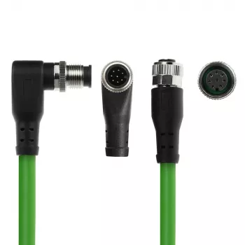 ACT Industrial 5,00 Meter Sensorkabel M12A 8-polig Stecker gewinkelt auf M12A Buchse, Ultraflex TPE Kabel, geschirmt