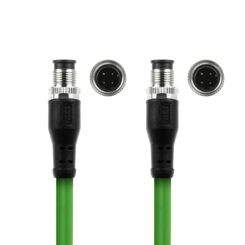 ACT Industrial 3,00 Meter Sensorkabel M12D 4-polig Stecker auf M12D 4-polig Stecker, Superflex Xtreme TPE-Kabel, geschirmt