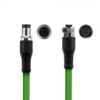 ACT Industrial 1,50 Meter Sensorkabel M12D 4-polig Stecker auf M12D 4-polig Buchse, Superflex Xtreme TPE-Kabel, geschirmt