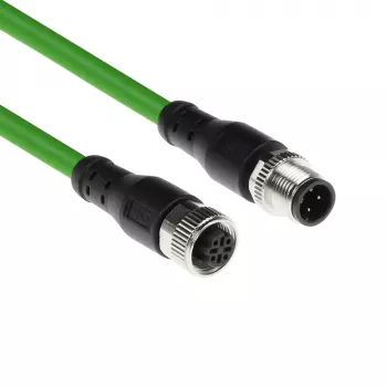 ACT Industrial 5,00 Meter Sensorkabel M12D 4-polig Stecker auf M12D 4-polig Stecker, Superflex Xtreme TPE-Kabel, geschirmt