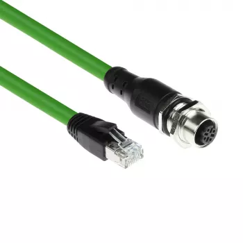 ACT Industrial 3,00 Meter Sensorkabel M12D 4-polig Buchse Gehäuse auf RJ45 Stecker, Superflex Xtreme TPE Kabel, geschirmt