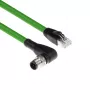 ACT Industrial 5.00 Meter Sensorkabel M12D 4-polig Stecker gewinkelt auf RJ45 Stecker, Superflex Xtreme TPE-Kabel, geschirmt
