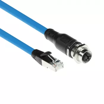 ACT Industrial 5,00 Meter Sensorkabel M12X 8-polige Buchse Chassis auf RJ45, Superflex SF/UTP TPE-Kabel, geschirmt