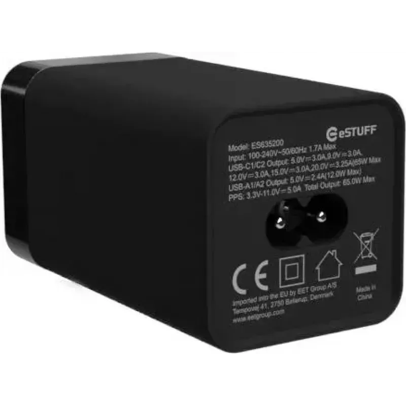 Mobiler Geräteladegerät eSTUFF ES635200 Universal Schwarz 2 USB Type-C