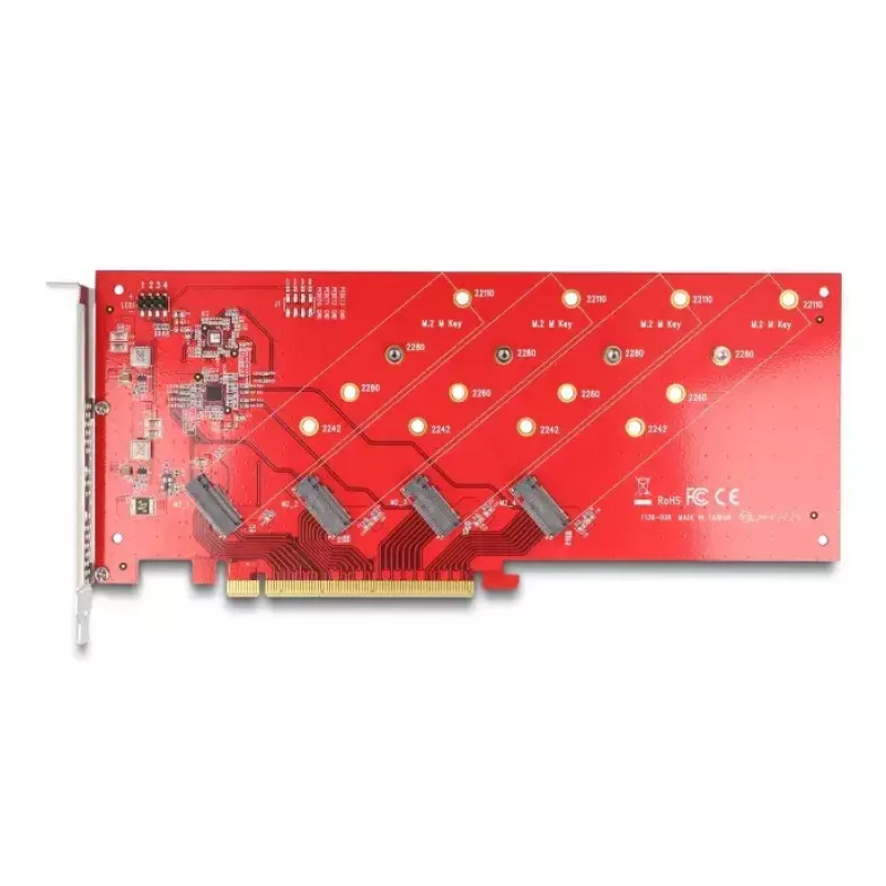 DeLOCK PCI Express x16 Card auf 4 x interne NVMe M.2 Key M 110 mm Bifurcation