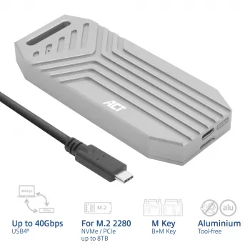 ACT USB 40 Gbit/s M.2 2280 NVMe / PCIe SSD-Gehäuse, werkzeuglos