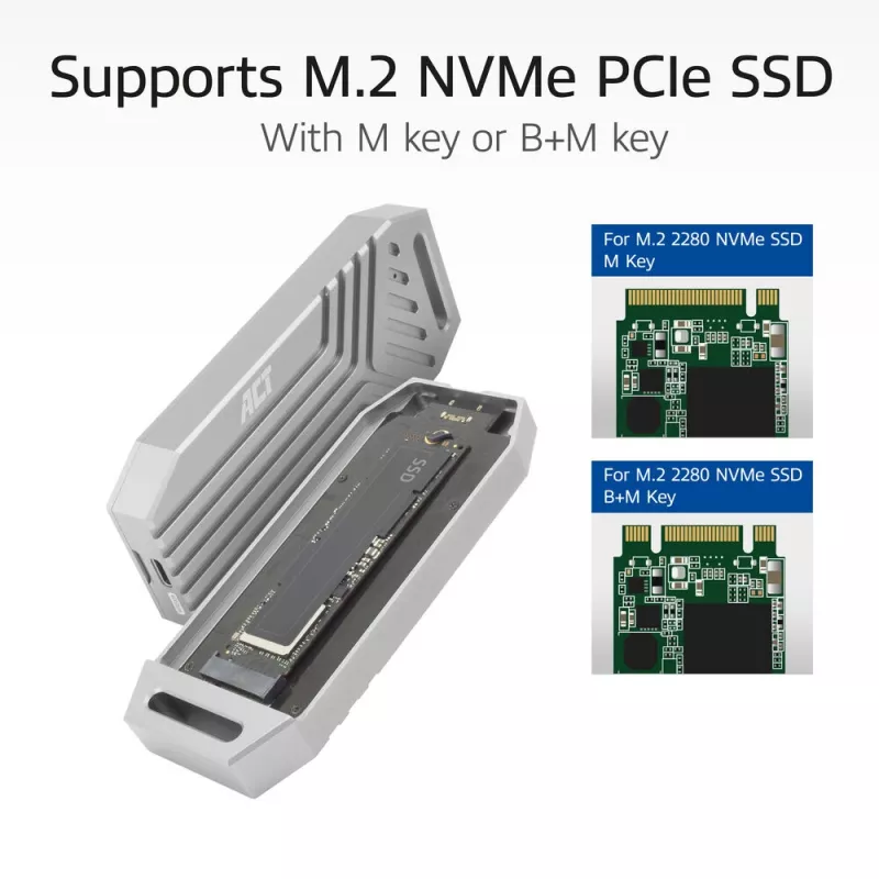 ACT USB 40 Gbit/s M.2 2280 NVMe / PCIe SSD-Gehäuse, werkzeuglos