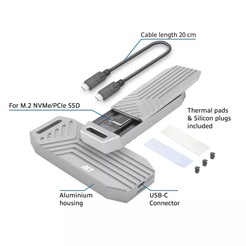 ACT USB 40 Gbit/s M.2 2280 NVMe / PCIe SSD-Gehäuse, werkzeuglos