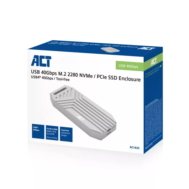 ACT USB 40 Gbit/s M.2 2280 NVMe / PCIe SSD-Gehäuse, werkzeuglos