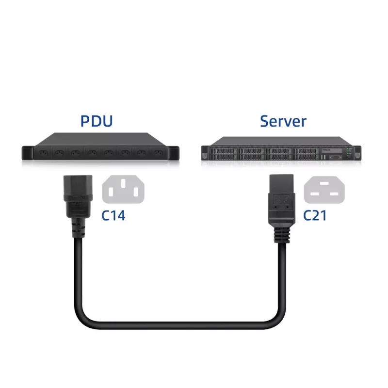 Netzkabel ACT C14 auf C21 IEC60320, 2 m, 250 V, 10 A, schwarz