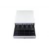 Kassenschublade EQUIP 351011, manuelle/automatische Kassenschublade, 4 Geldschein- / 8 Münzfächer, Metall, weiß, 420×405×110 mm