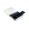 Kassenschublade EQUIP 351011, manuelle/automatische Kassenschublade, 4 Geldschein- / 8 Münzfächer, Metall, weiß, 420×405×110 mm
