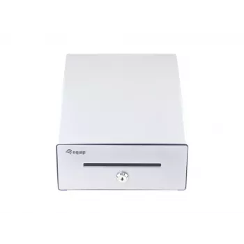 Equip Kassenschublade für Kassensysteme (POS), 4 Geldschein-/4 Münzfächer, herausnehmbare Münzschlitze, RJ11-Anschluss, Aluminium