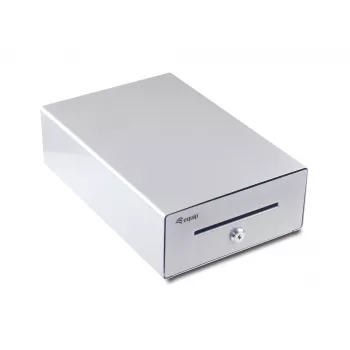 Equip Kassenschublade für Kassensysteme (POS), 4 Geldschein-/4 Münzfächer, herausnehmbare Münzschlitze, RJ11-Anschluss, Aluminium