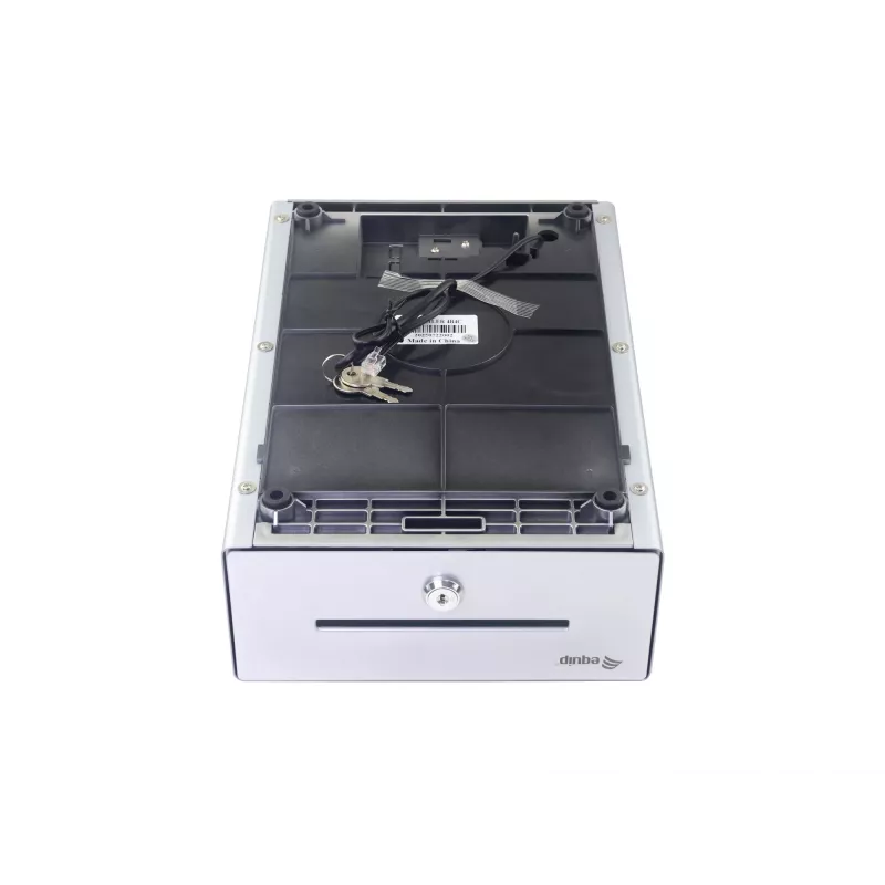 Equip Kassenschublade für Kassensysteme (POS), 4 Geldschein-/4 Münzfächer, herausnehmbare Münzschlitze, RJ11-Anschluss, Aluminium