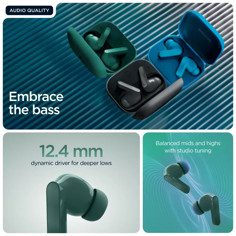Motorola Moto Buds Bass Headset True Wireless Stereo (TWS) In-ear Anrufe/Musik Bluetooth Grün