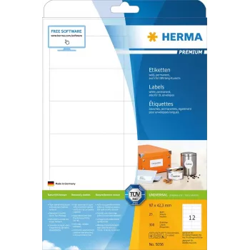 Selbstklebendes Druckeretikett HERMA Labels Premium A4 97x42,3 mm