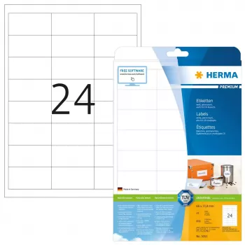 Selbstklebende Druckeretiketten HERMA Labels Premium A4 66x33,8 mm