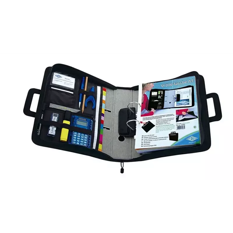 WEDO personal organizer 58 601 — Dokumentenmappe aus Kunststoff und Polyester für A4 mit Visitenkartenfach, schwarz