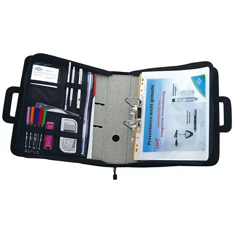 WEDO personal organizer 58 601 — Dokumentenmappe aus Kunststoff und Polyester für A4 mit Visitenkartenfach, schwarz