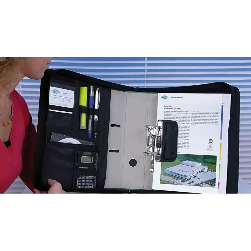 WEDO personal organizer 58 601 — Dokumentenmappe aus Kunststoff und Polyester für A4 mit Visitenkartenfach, schwarz