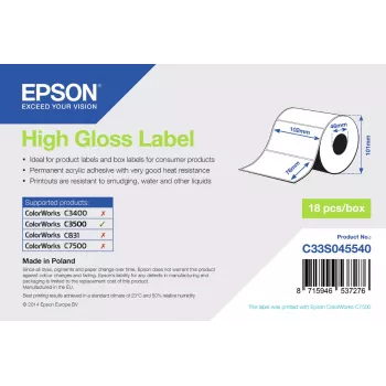 Epson Hochglanz-Etiketten – gestanzte Rolle: 102 mm x 76 mm, 415 Etiketten