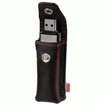 Hama USB-Stick-Etui „Fashion“, schwarz, Etui für USB-Stick, Kunstleder, Schwarz, Rot