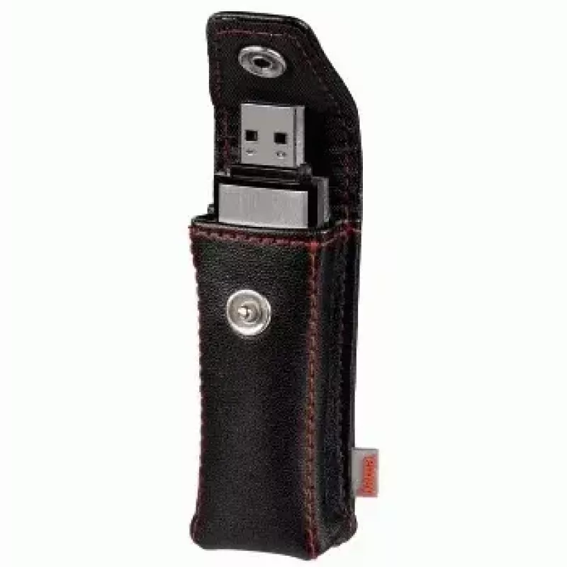 Hama USB-Stick-Etui „Fashion“, schwarz, Etui für USB-Stick, Kunstleder, Schwarz, Rot
