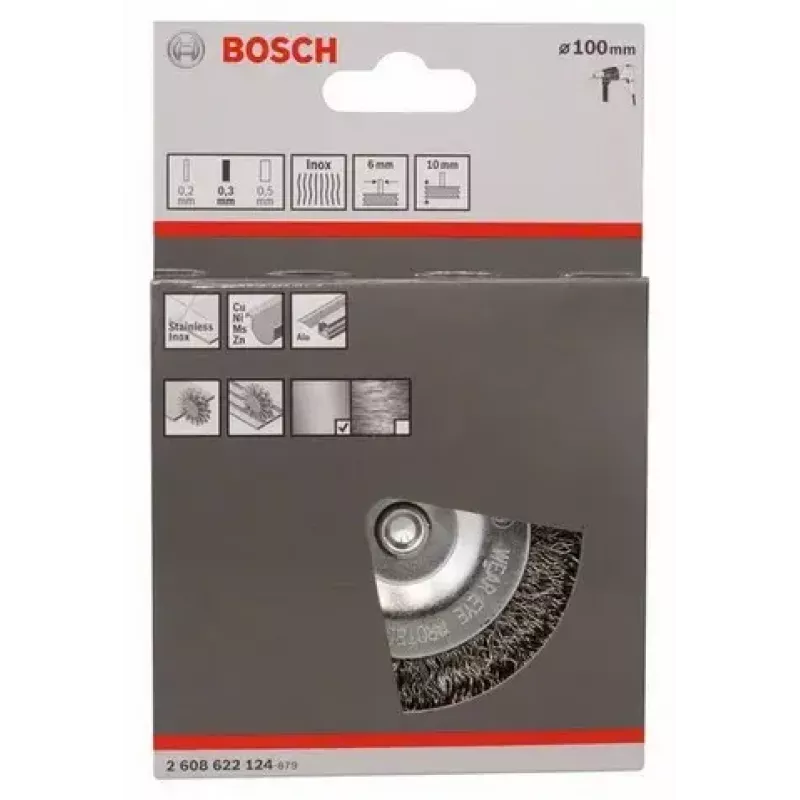 Drahtbürstenrad Bosch 2 608 622 124 10 cm Schaftdurchmesser 6 mm