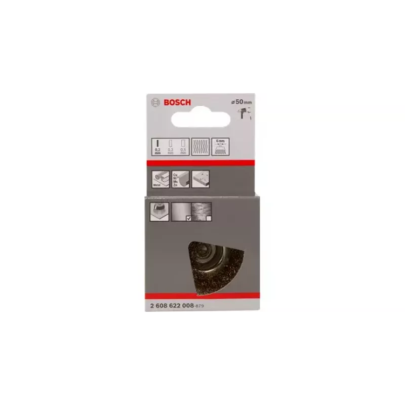 Topfbürste mit Crimp-Draht, messingbeschichtet, Bosch 2608622008, Durchmesser 5 cm