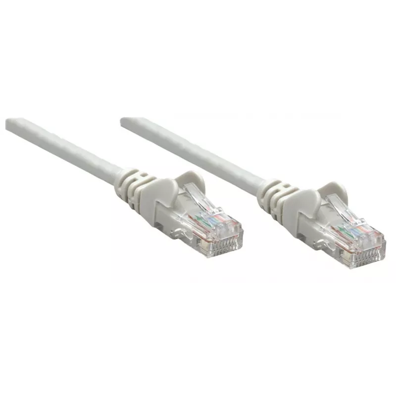 Intellinet Netzwerk-Patchkabel, Cat5e, 0,25 m, Grau, CCA, U/UTP, PVC, RJ45, vergoldete Kontakte, rastnasenschutz, Knickschutz, lebenslange Garantie