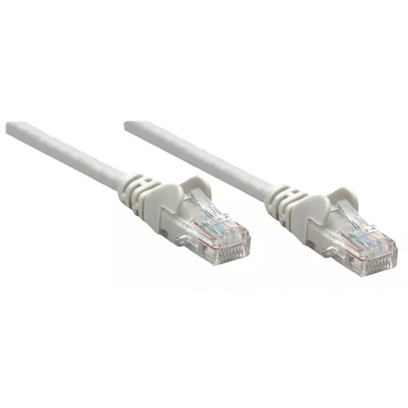 Intellinet Netzwerk-Patchkabel, Cat6, 0,25m, Grau, Kupfer, U/UTP, PVC, RJ45, vergoldete Kontakte, Knickschutz, Knickschutztülle, lebenslange Garantie