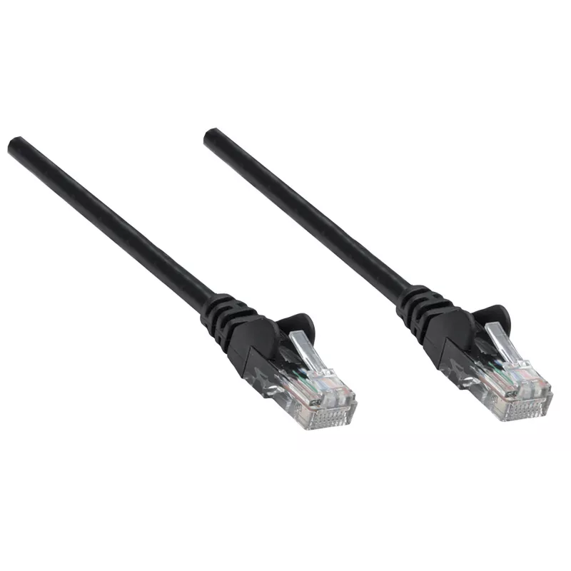 Intellinet Netzwerk-Patchkabel, Cat5e, 1,5 m, Schwarz, CCA, SF/UTP, PVC, RJ45, vergoldete Kontakte, rastnasenschutz, Knickschutzhülle, lebenslange Garantie, Polybeutel