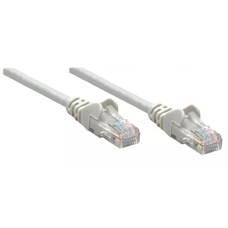 Intellinet Netzwerk-Patchkabel, Cat6, 0,25 m, Grau, CCA, U/UTP, PVC, RJ45, vergoldete Kontakte, rastnasenfrei, Knickschutztülle, lebenslange Garantie