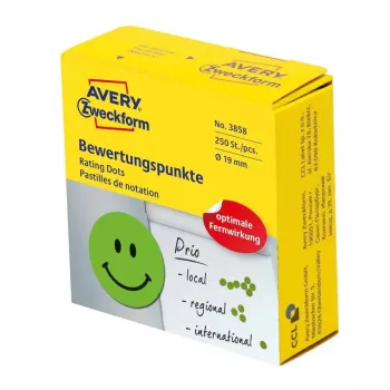 Selbstklebende runde Etiketten Avery Zweckform 3858, grün, permanenter Kleber, 1,9 cm Ø, 250 Stück