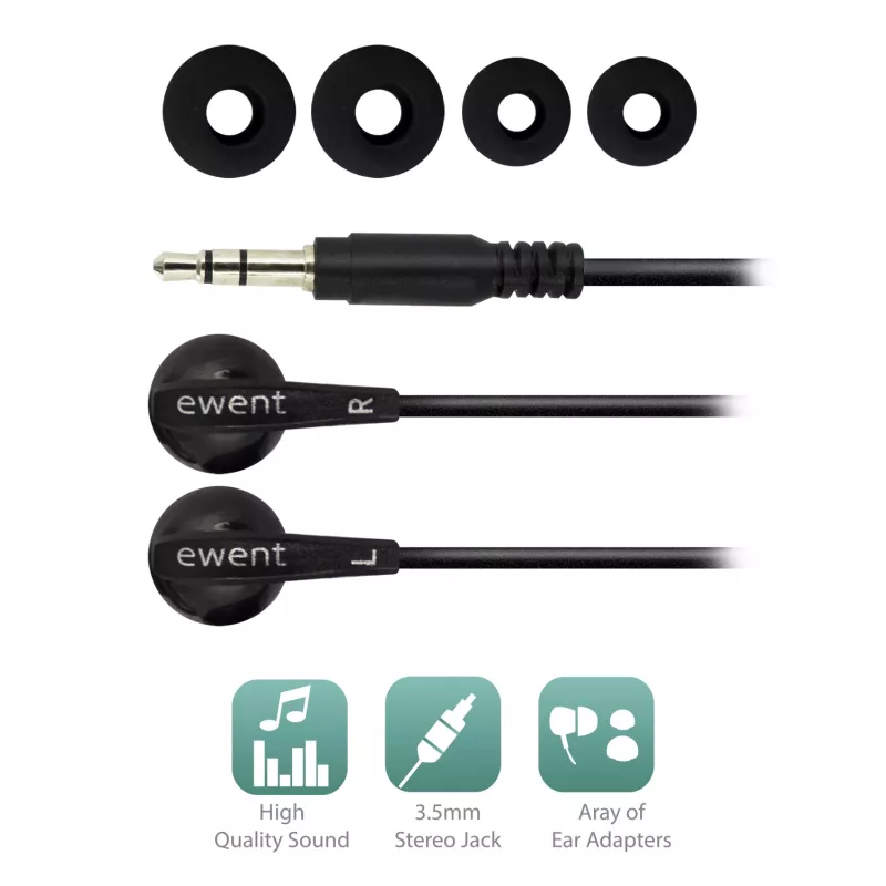 Ewent EW3584 Kopfhörer/Headset Kabelgebunden Im-Ohr Musik Schwarz