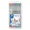 Fineliner Staedtler Pigment Liner 30803-SSB6 Blau Braun Grün Orange Rot Violett