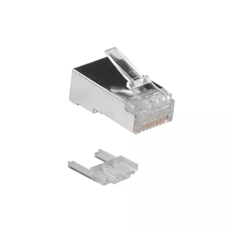 ACT RJ45 (8P/8C) CAT6 geschirmter modularer Steckverbinder für Rundkabel mit massiven oder flexiblen Leitern