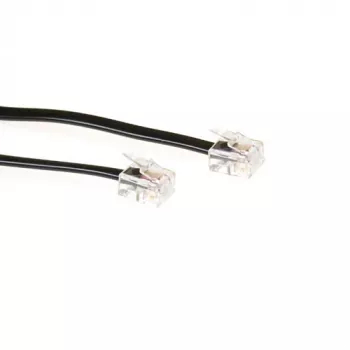 ACT 5 Meter flaches Telefonkabel, schwarz, mit RJ11-Steckern
