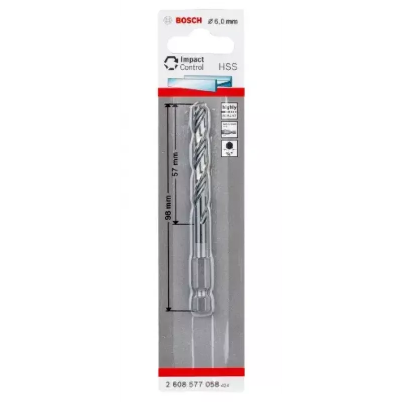 Bosch 2608577058 Metall-Spiralbohrer 6 mm, 98 mm Gesamtlänge
