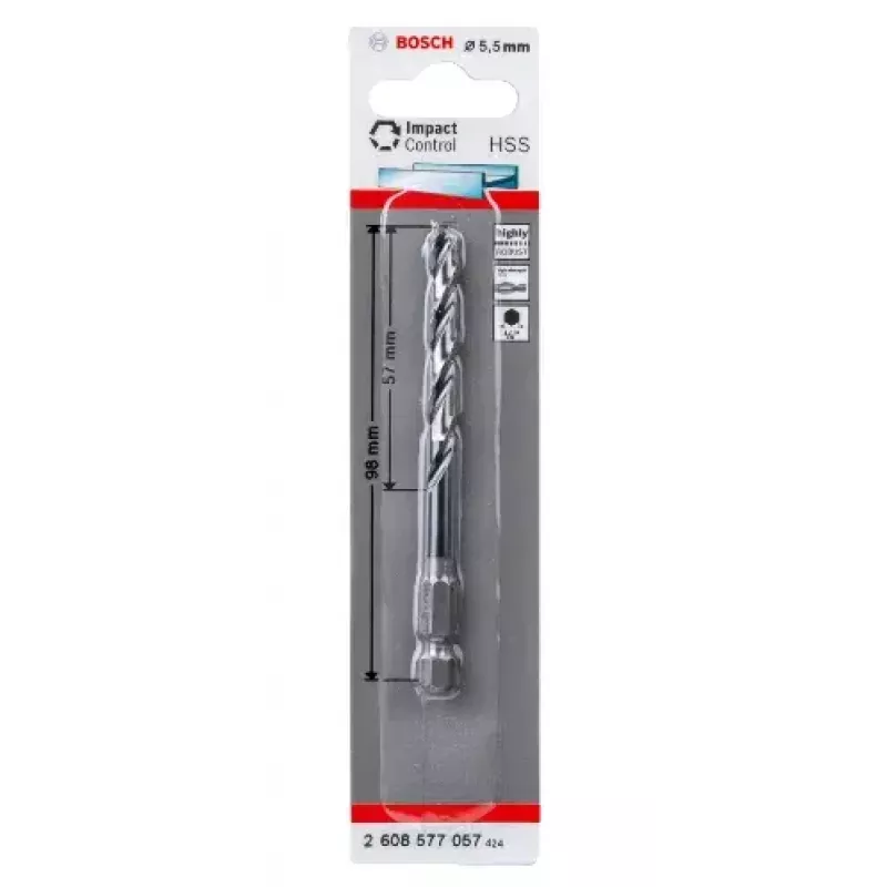 Spiralbohrer Bosch HSS mit Sechskantschaft 5,5 mm